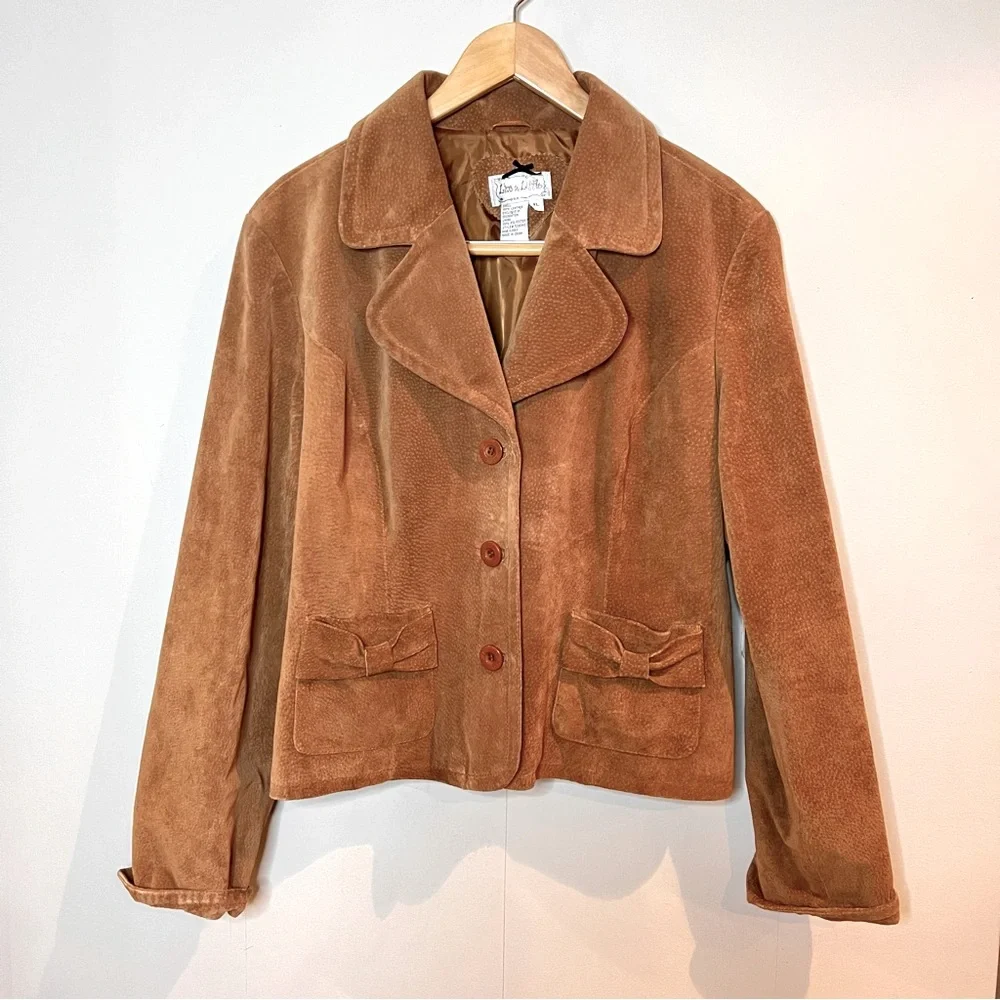 Y2K | Live a Little tan suede leather blazer jacket - Picture 1 of 12